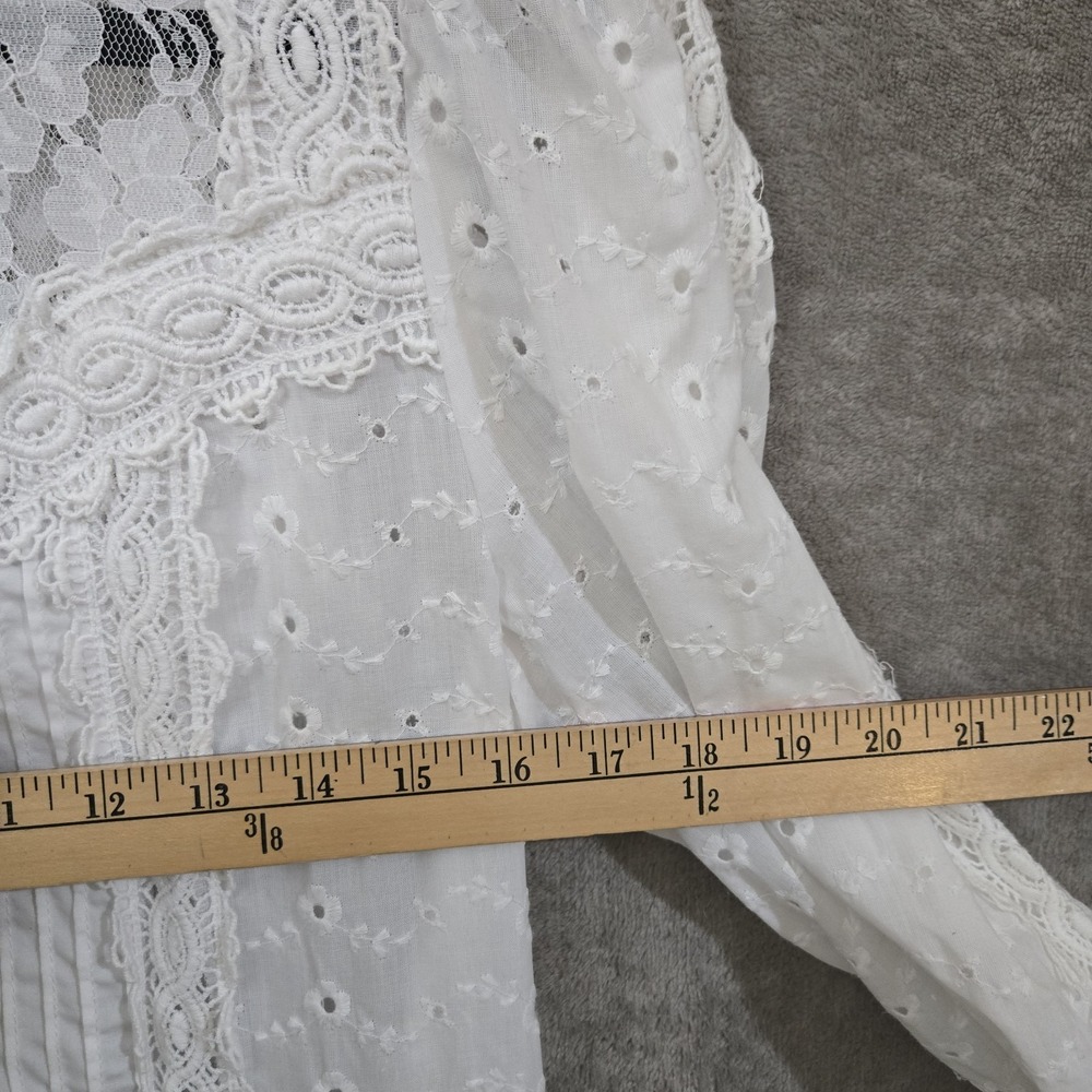 Princess Kaiulani Hawaiian Vintage Lace Dress Womens Medium White Victorian Boho - Picture 13 of 15